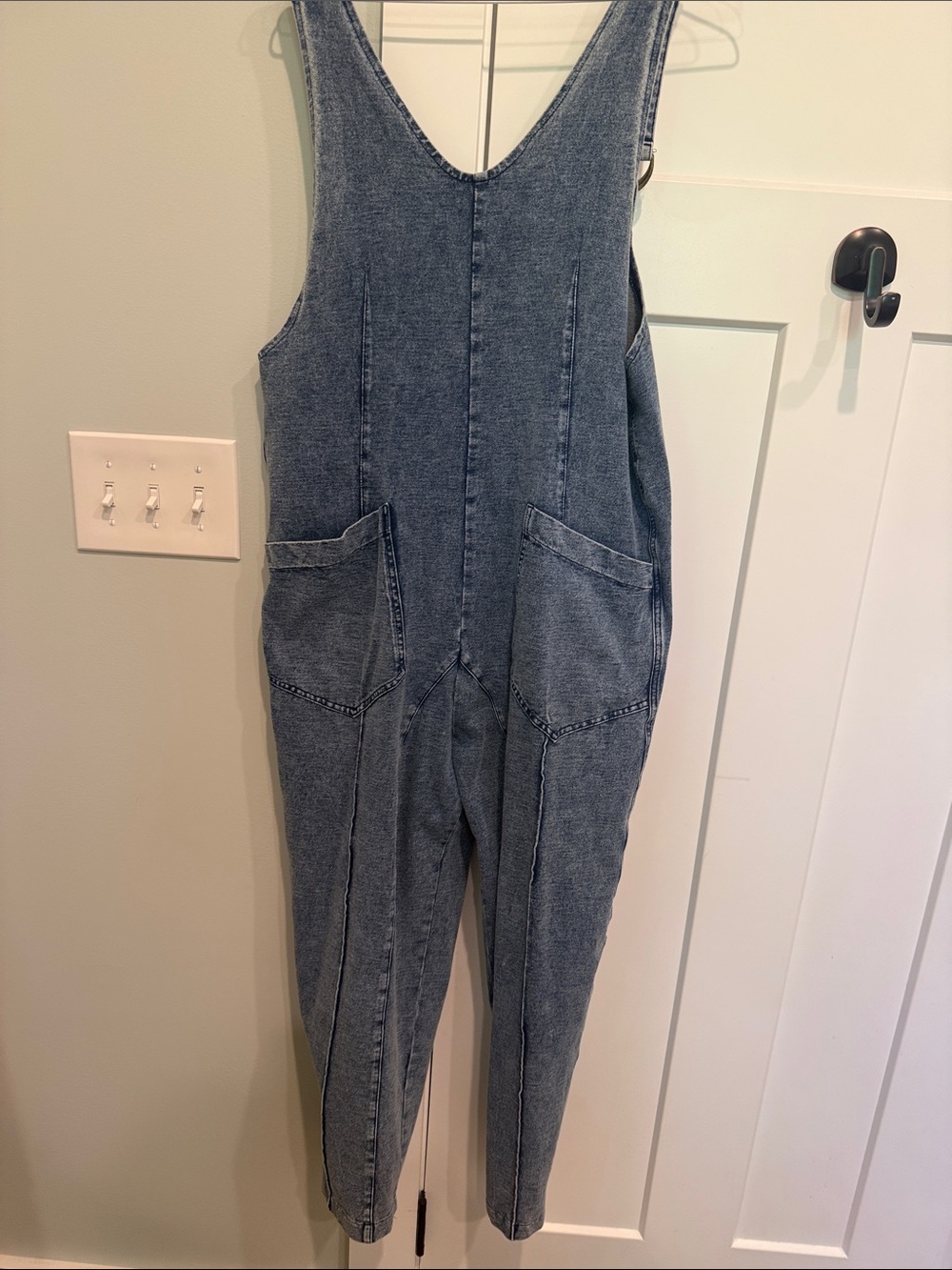 Denim fitted overalls